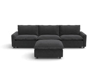 Modular Cero Modular Sectionals | 4-Piece Grey Linen Home Living Chaise Sectionals 3-Seater with 1-Ottoman