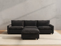 Modular Cero Modular Sectionals | 4-Piece Grey Linen Home Living Chaise Sectionals 3-Seater with 1-Ottoman
