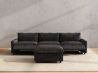 Modular Cero Reclining Sectionals | 4-Piece Grey Linen Home Living Chaise Sectionals 3-Seater with 1-Ottoman