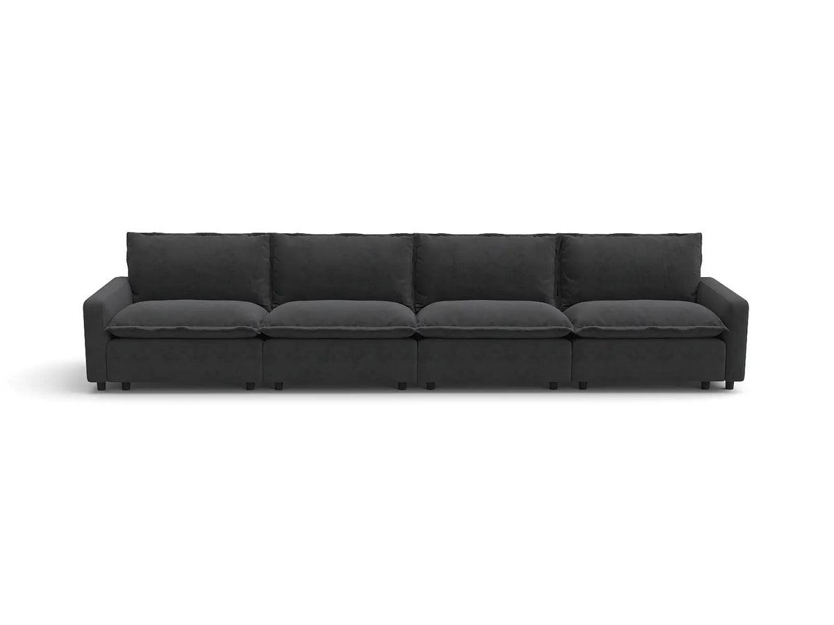 Modular Cero Modular Sectionals | 4-Piece Grey Linen Home Living Couch Sectionals 4-Seater