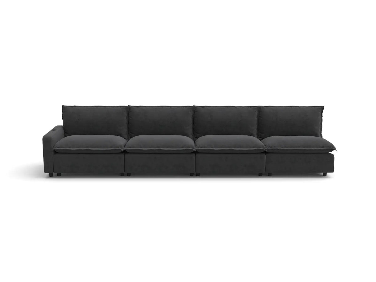Modular Cero Reclining Sectionals | 4-Piece Grey Linen Home Living Couch Sectionals 4-Seater