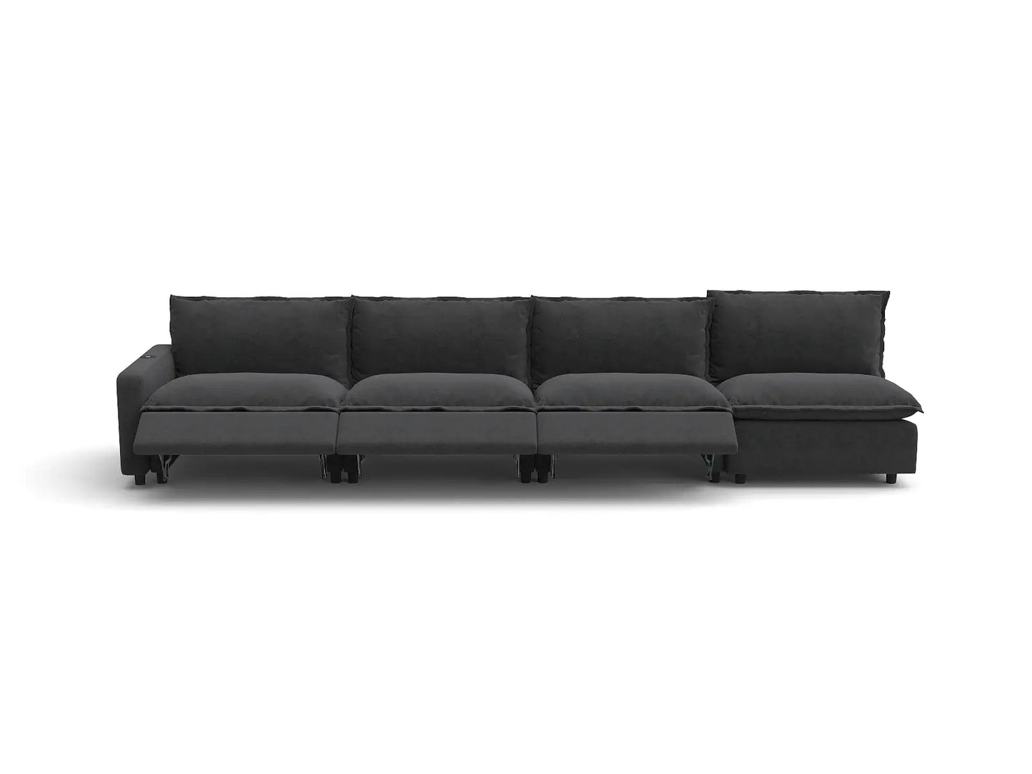 Modular Cero Reclining Sectionals | 4-Piece Grey Linen Home Living Couch Sectionals 4-Seater