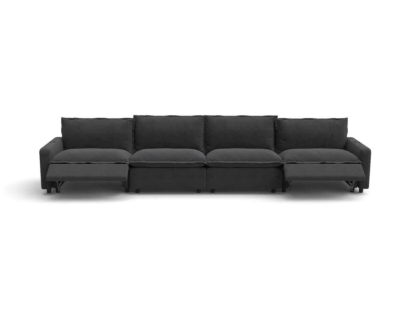 Modular Cero Reclining Sectionals | 4-Piece Grey Linen Home Living Couch Sectionals 4-Seater