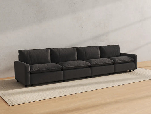 Modular Cero Modular Sectionals | 4-Piece Grey Linen Home Living Couch Sectionals 4-Seater