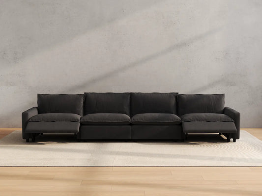 Modular Cero Reclining Sectionals | 4-Piece Grey Linen Home Living Couch Sectionals 4-Seater