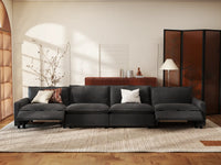 Modular Cero Reclining Sectionals | 4-Piece Grey Linen Home Living Couch Sectionals 4-Seater