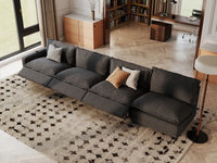 Modular Cero Reclining Sectionals | 4-Piece Grey Linen Home Living Couch Sectionals 4-Seater