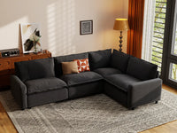 Modular Cero Sectional Modular Couch | 4-Piece Grey Linen Home Living L-Shaped Sectionals 4-Seater