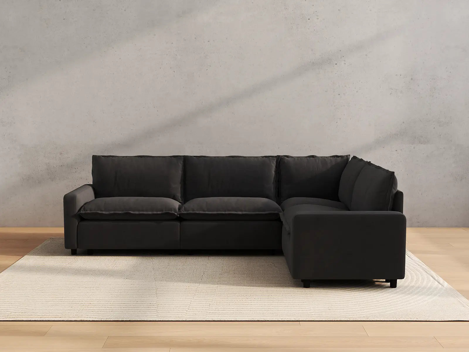 Modular Cero Sectional Modular Couch | 4-Piece Grey Linen Home Living L-Shaped Sectionals 4-Seater