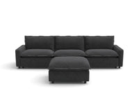 Modular Cero Reclining Sectionals | 4-Piece Grey Linen Large Space Chaise Sectionals 3-Seater with 1-Ottoman