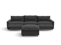 Modular Cero Reclining Sectionals | 4-Piece Grey Linen Large Space Chaise Sectionals 3-Seater with 1-Ottoman
