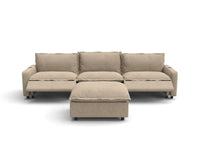 Modular Cero Reclining Sectionals | 4-Piece Khaki Linen Home Living Chaise Sectionals 3-Seater with 1-Ottoman