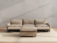 Modular Cero Reclining Sectionals | 4-Piece Khaki Linen Home Living Chaise Sectionals 3-Seater with 1-Ottoman