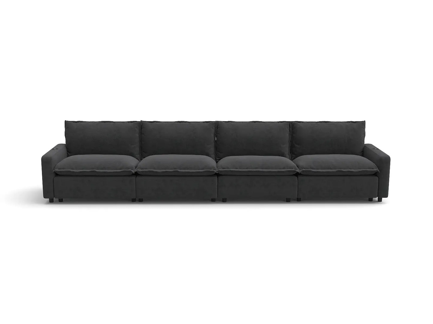 Modular Cero Reclining Sectionals | 4-Piece Grey Linen Large Space Couch Sectionals 4-Seater