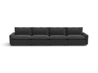 Modular Cero Reclining Sectionals | 4-Piece Grey Linen Large Space Couch Sectionals 4-Seater