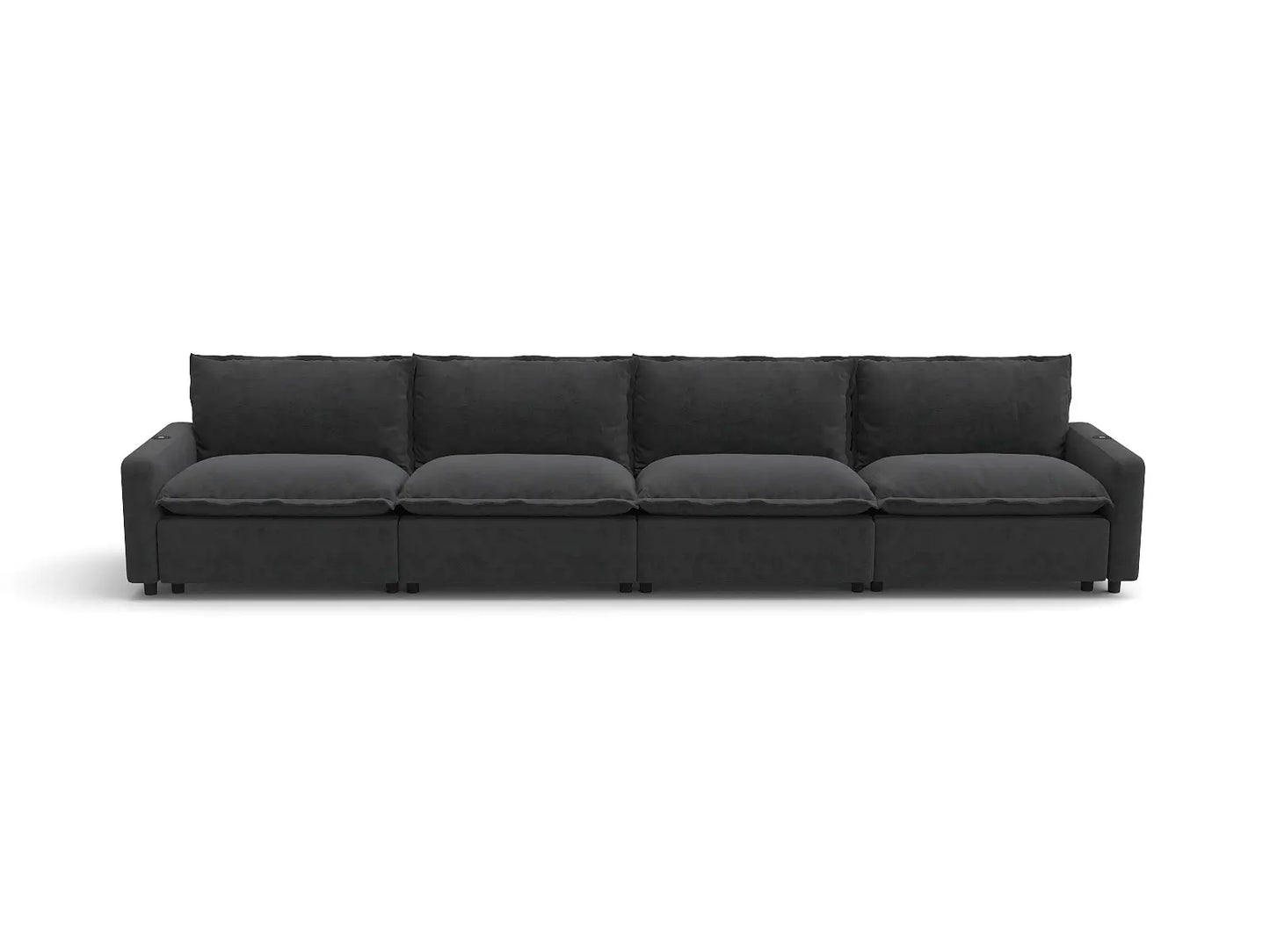 Modular Cero Reclining Sectionals | 4-Piece Grey Linen Large Space Couch Sectionals 4-Seater