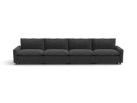 Modular Cero Reclining Sectionals | 4-Piece Grey Linen Large Space Couch Sectionals 4-Seater