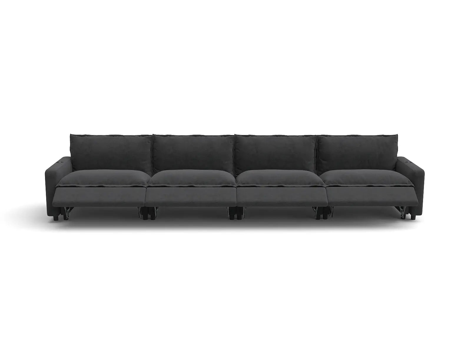 Modular Cero Reclining Sectionals | 4-Piece Grey Linen Large Space Couch Sectionals 4-Seater