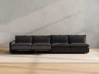 Modular Cero Reclining Sectionals | 4-Piece Grey Linen Large Space Couch Sectionals 4-Seater