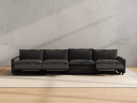 Modular Cero Reclining Sectionals | 4-Piece Grey Linen Large Space Couch Sectionals 4-Seater