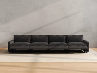 Modular Cero Reclining Sectionals | 4-Piece Grey Linen Large Space Couch Sectionals 4-Seater