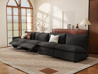 Modular Cero Reclining Sectionals | 4-Piece Grey Linen Large Space Couch Sectionals 4-Seater