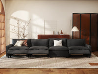 Modular Cero Reclining Sectionals | 4-Piece Grey Linen Large Space Couch Sectionals 4-Seater
