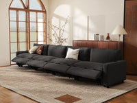Modular Cero Reclining Sectionals | 4-Piece Grey Linen Large Space Couch Sectionals 4-Seater