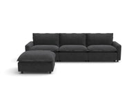 Modular Cero Reclining Sectionals | 4-Piece Grey Linen Large Space L-Shaped Sectionals 3-Seater with 1-Ottoman