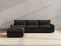 Modular Cero Reclining Sectionals | 4-Piece Grey Linen Large Space L-Shaped Sectionals 3-Seater with 1-Ottoman