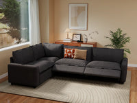Modular Cero Reclining Sectionals | 4-Piece Grey Linen Large Space L-Shaped Sectionals 4-Seater
