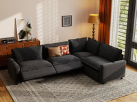 Modular Cero Reclining Sectionals | 4-Piece Grey Linen Large Space L-Shaped Sectionals 4-Seater
