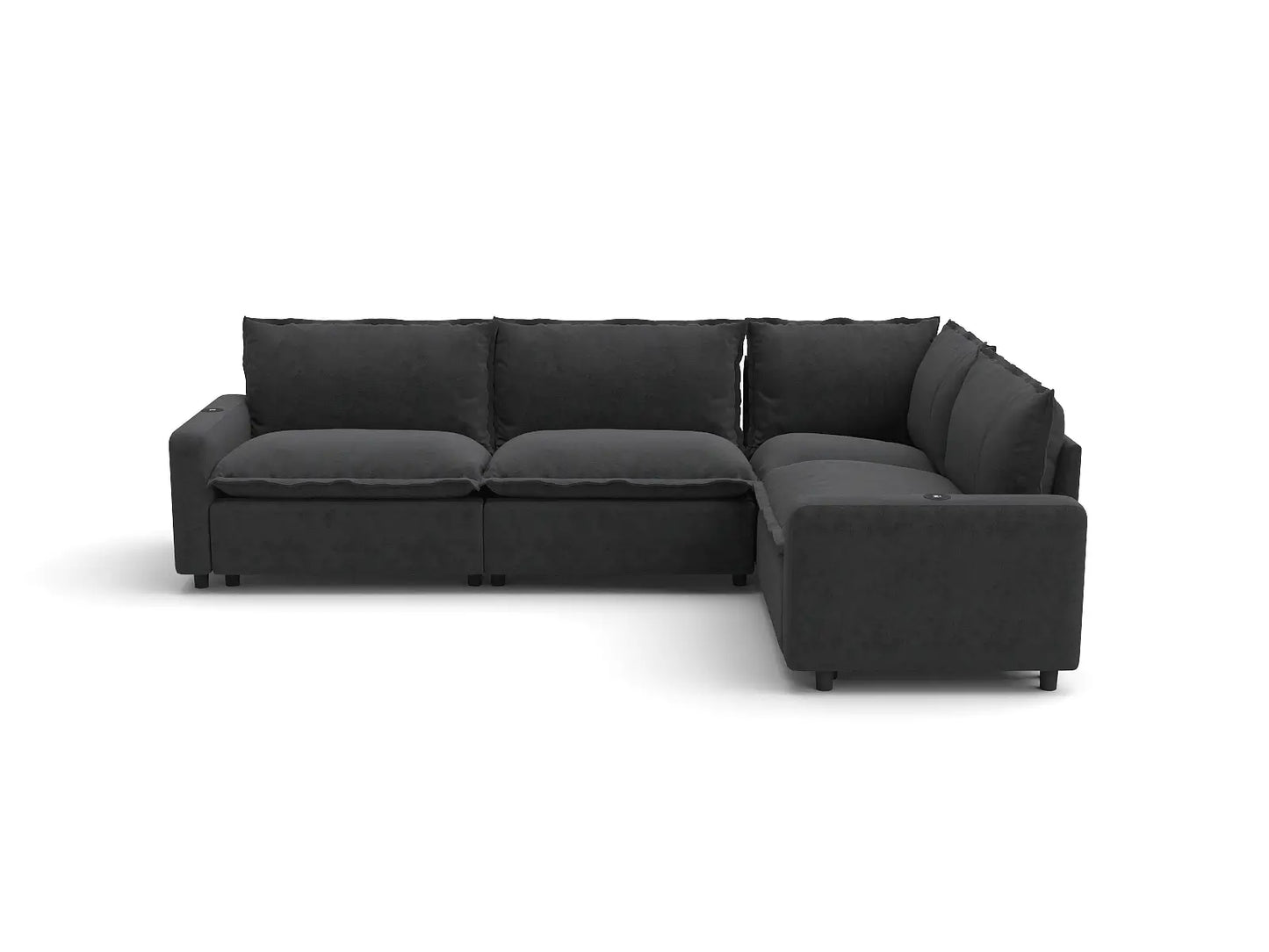 Modular Cero Reclining Sectionals | 4-Piece Grey Linen Large Space L-Shaped Sectionals 4-Seater
