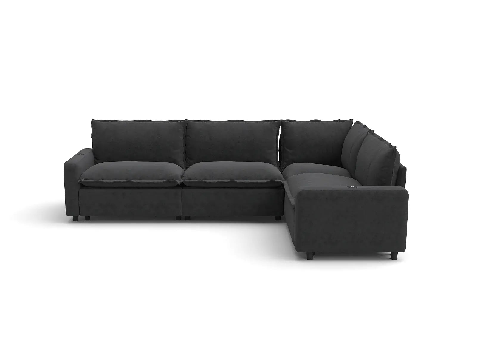 Modular Cero Reclining Sectionals | 4-Piece Grey Linen Large Space L-Shaped Sectionals 4-Seater