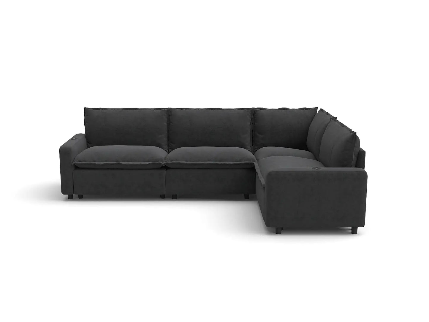 Modular Cero Reclining Sectionals | 4-Piece Grey Linen Large Space L-Shaped Sectionals 4-Seater