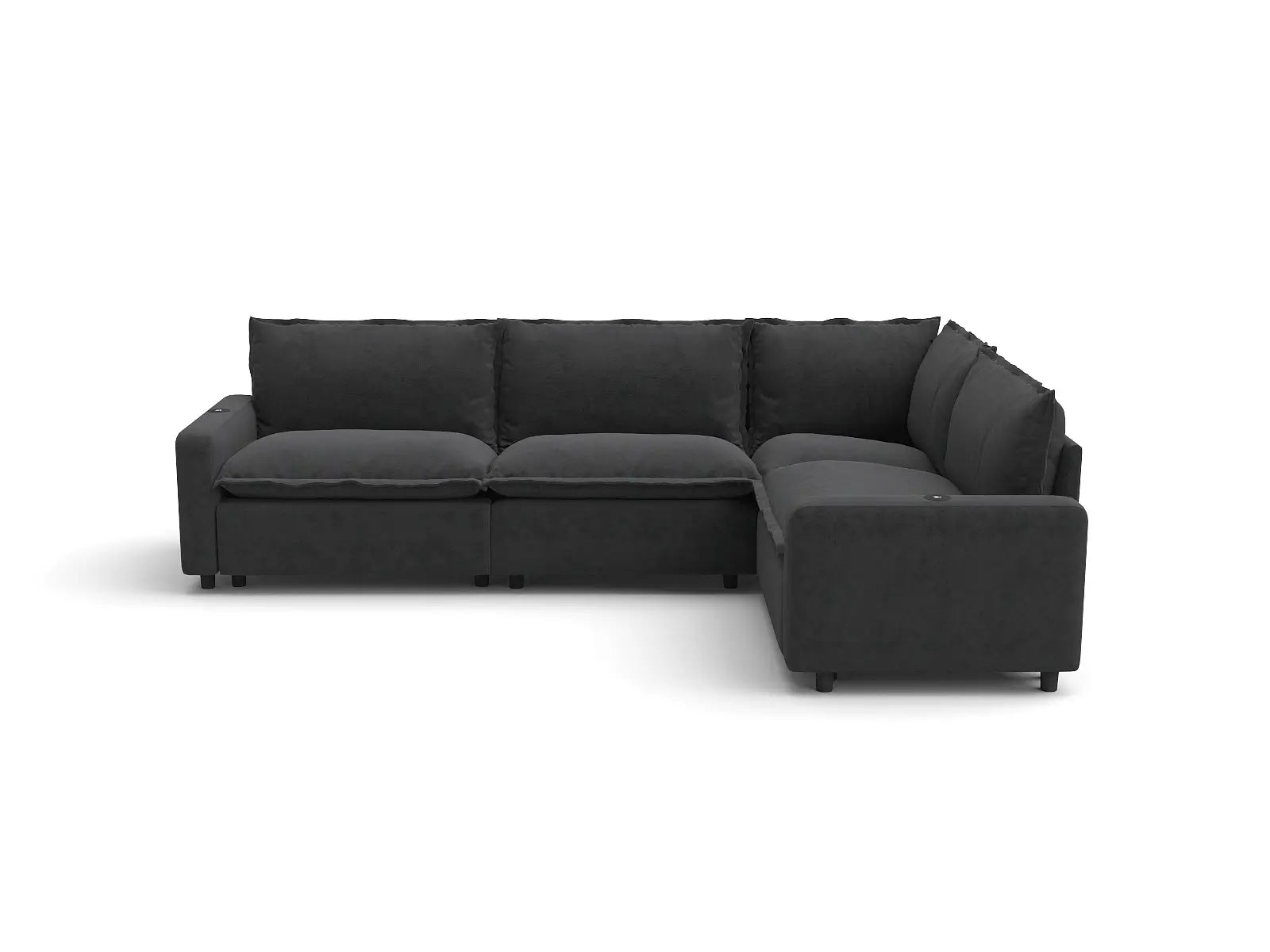 Modular Cero Power Reclining Sectional | 4-Piece Grey Linen Large Space L-Shaped Sectionals 4-Seater