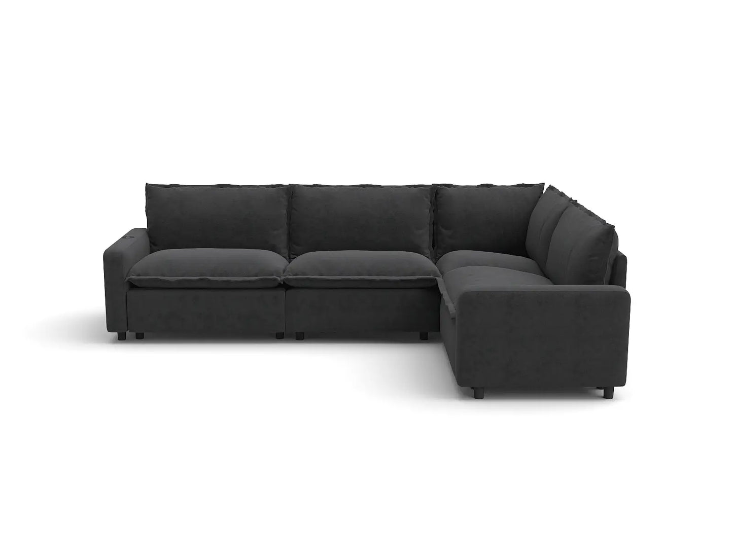 Modular Cero Reclining L Shaped Sectional | 4-Piece Grey Linen Large Space L-Shaped Sectionals 4-Seater