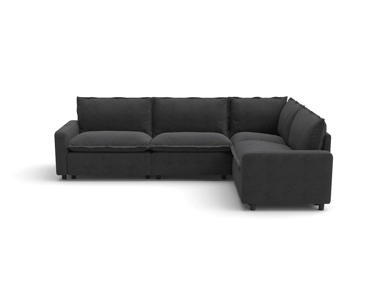Modular Cero Reclining L Shaped Sectional | 4-Piece Grey Linen Large Space L-Shaped Sectionals 4-Seater