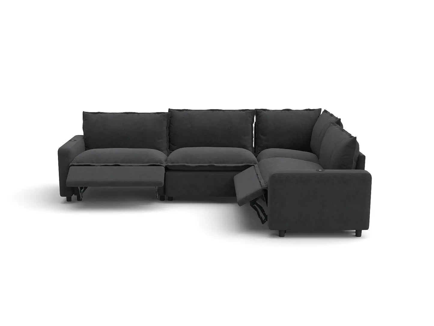 Modular Cero Reclining Sectionals | 4-Piece Grey Linen Large Space L-Shaped Sectionals 4-Seater