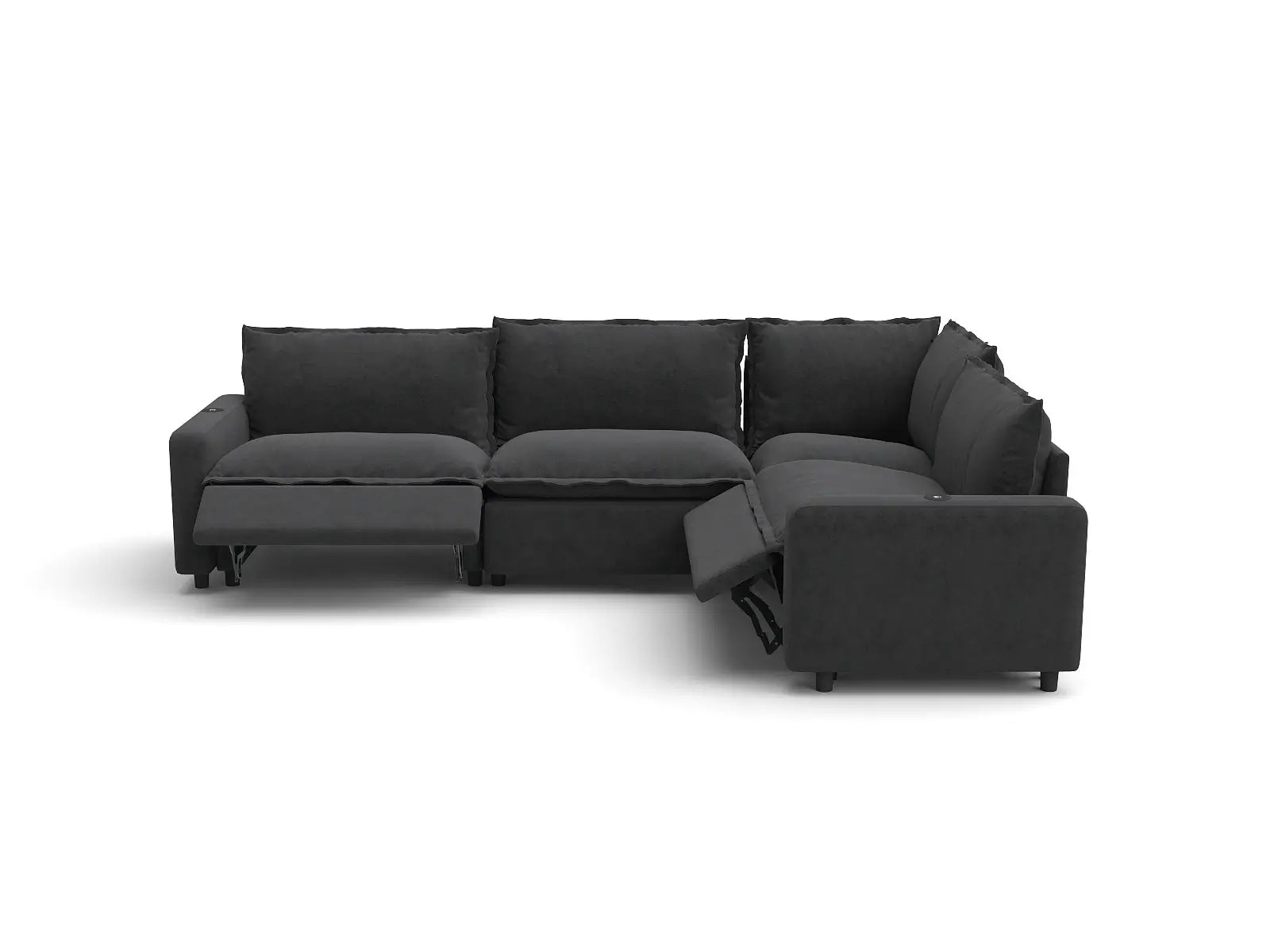 Modular Cero Reclining Sectionals | 4-Piece Grey Linen Large Space L-Shaped Sectionals 4-Seater