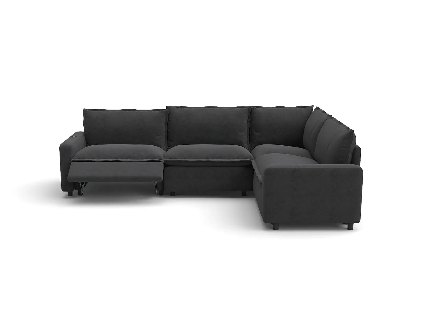 Modular Cero Reclining L Shaped Sectional | 4-Piece Grey Linen Large Space L-Shaped Sectionals 4-Seater