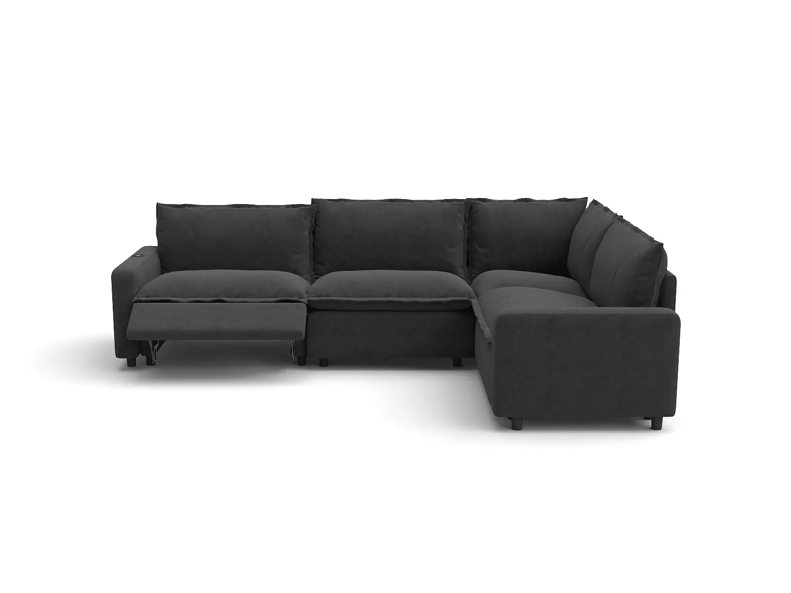 Modular Cero Reclining L Shaped Sectional | 4-Piece Grey Linen Large Space L-Shaped Sectionals 4-Seater