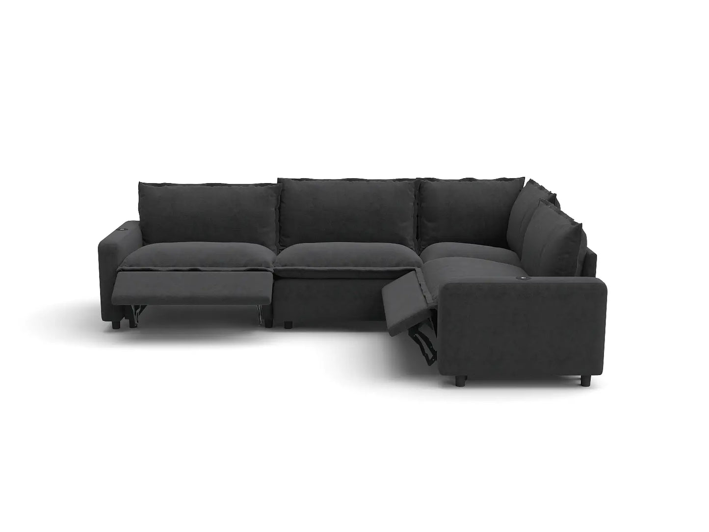 Modular Cero Reclining Sectionals | 4-Piece Grey Linen Large Space L-Shaped Sectionals 4-Seater