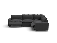 Modular Cero Reclining Sectionals | 4-Piece Grey Linen Large Space L-Shaped Sectionals 4-Seater