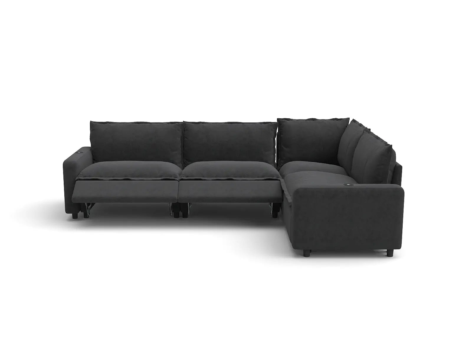 Modular Cero Reclining Sectionals | 4-Piece Grey Linen Large Space L-Shaped Sectionals 4-Seater
