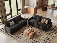 Modular Cero Modular Sectional Couch | 4-Piece Grey Linen Large Space V-Shaped Sectionals 4-Seater