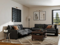 Modular Cero Reclining Sectionals | 4-Piece Grey Linen Large Space V-Shaped Sectionals 4-Seater