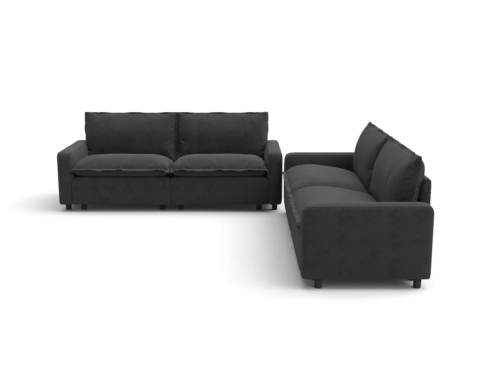 Modular Cero Modular Sectional Couch | 4-Piece Grey Linen Large Space V-Shaped Sectionals 4-Seater