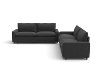 Modular Cero Reclining Sectionals | 4-Piece Grey Linen Large Space V-Shaped Sectionals 4-Seater