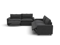 Modular Cero Reclining Sectionals | 4-Piece Grey Linen Large Space V-Shaped Sectionals 4-Seater